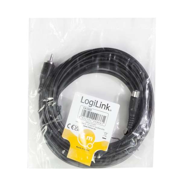 Logilink Audio cable RCA/M to RCA/F 5m Black