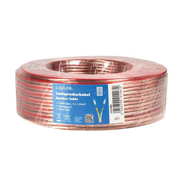 Logilink Audio speaker installation cable 2x1.5mm² 25m Transparent