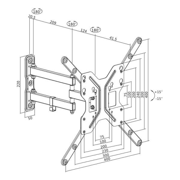 Logilink BP0016 23"-55" TV Wall Mount Tilt Swivel Black