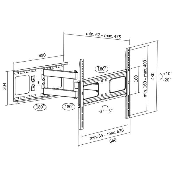 Logilink BP0028 TV wall mount 37"-70" Black