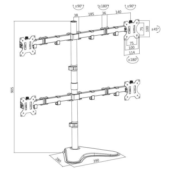 Logilink BP0046 13"-32" Quad Monitor Stand Black