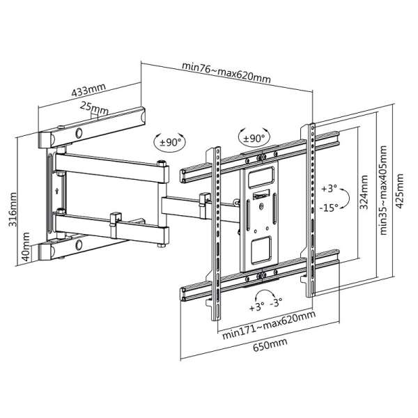 Logilink BP0113 TV wall mount 37–80" Black