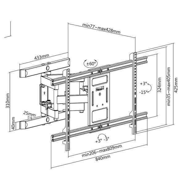 Logilink BP0115 TV Wall Mount 43"-90" Black