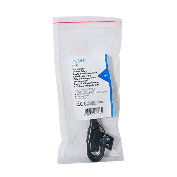 Logilink CEE 7/16 - IEC C7 cable 1m Black