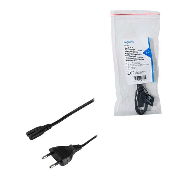 Logilink CEE 7/16 - IEC C7 cable 1m Black
