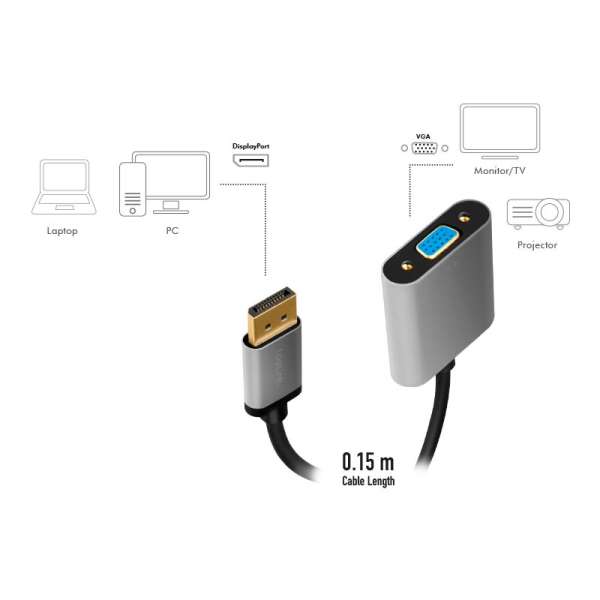 Logilink DisplayPort adapter DP/M-VGA/F 1080p/60 Hz 0,15m