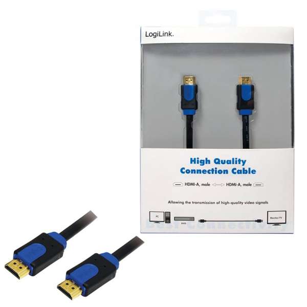 Logilink HDMI High Speed 2x HDMI Type A male 10m cable Black