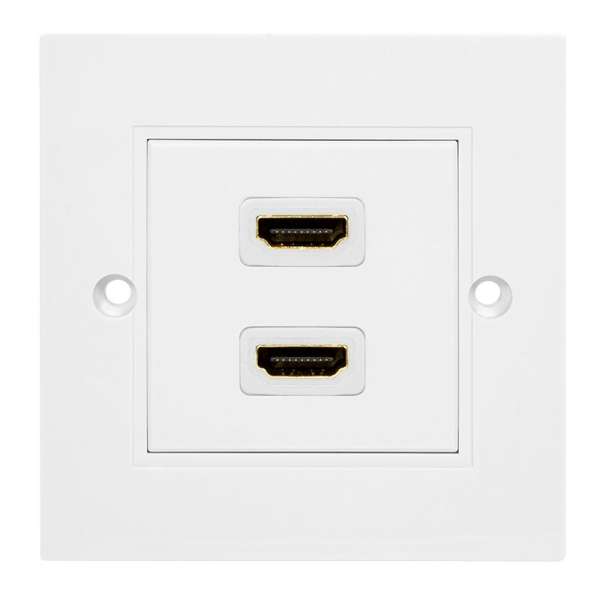 Logilink HDMI wall plate 2-port with 2x HDMI-A cable F/F 4K/30 Hz White