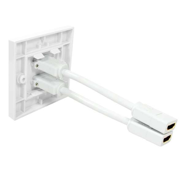 Logilink HDMI wall plate 2-port with 2x HDMI-A cable F/F 4K/30 Hz White