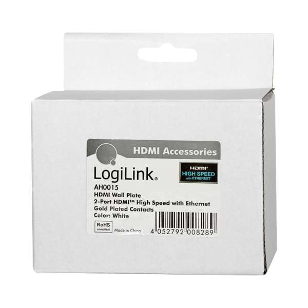 Logilink HDMI wall plate 2-port with 2x HDMI-A cable F/F 4K/30 Hz White