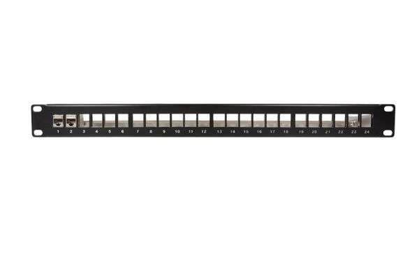Logilink NK4042 19" patch panel for 24 keystone jacks, 1U unloaded Black