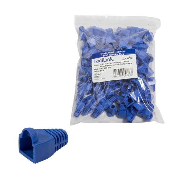 Logilink Strain Relief Hoods for Modular Plugs 100db Blue