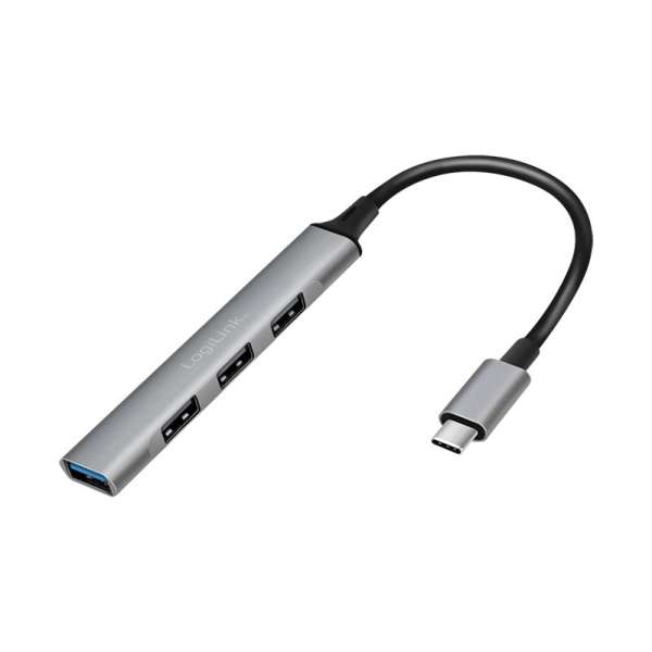 Logilink UA0392 USB 3.2 Gen1 Type-C 4-port slim hub Grey