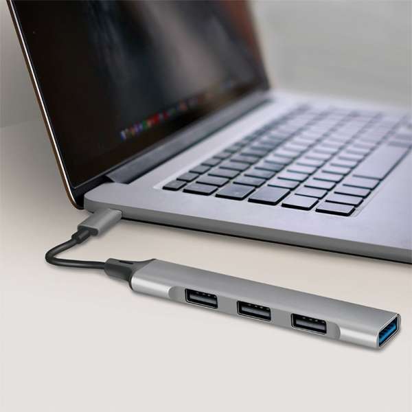 Logilink UA0392 USB 3.2 Gen1 Type-C 4-port slim hub Grey
