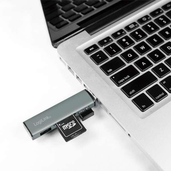 Logilink UA0394 USB 3.2 Gen2 2-port hub with card readers Aluminium