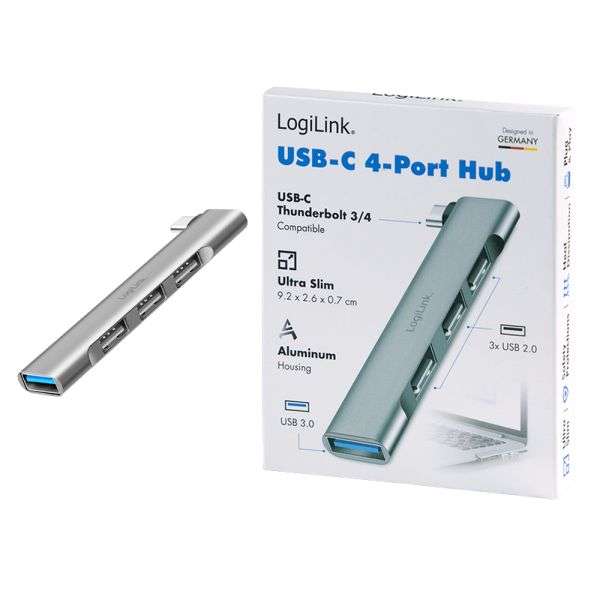 Logilink UA0437 Ultraslim 4-Port USB-C-Hub Aluminium