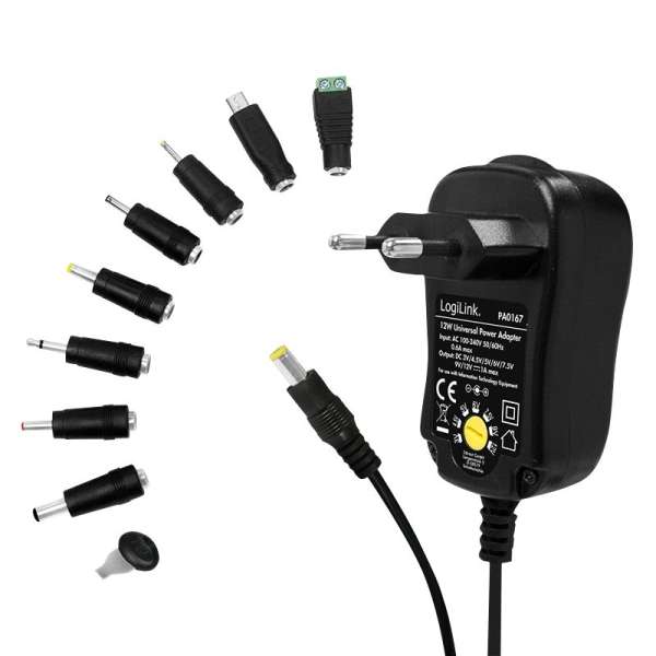 Logilink PA0167 Universal power supply 3-12V 12W Black
