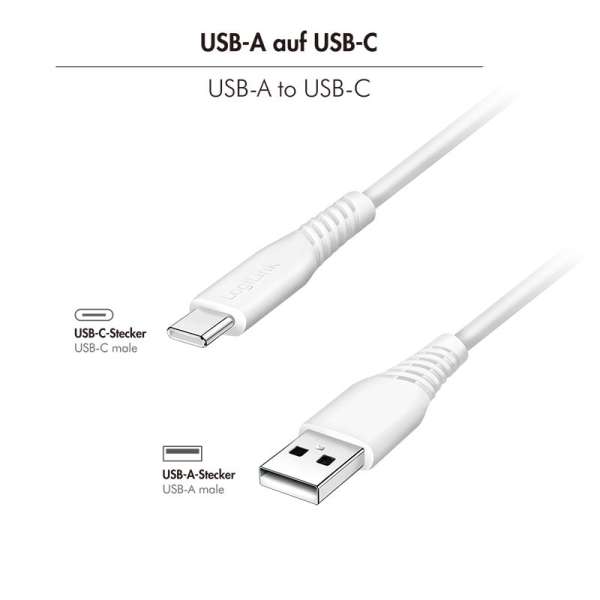 Logilink USB 2.0 Type-C C/M - A/M 15W cable 1m White