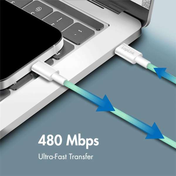 Logilink USB 2.0 Type-C C/M - C/M 60W cable 0,5m Green