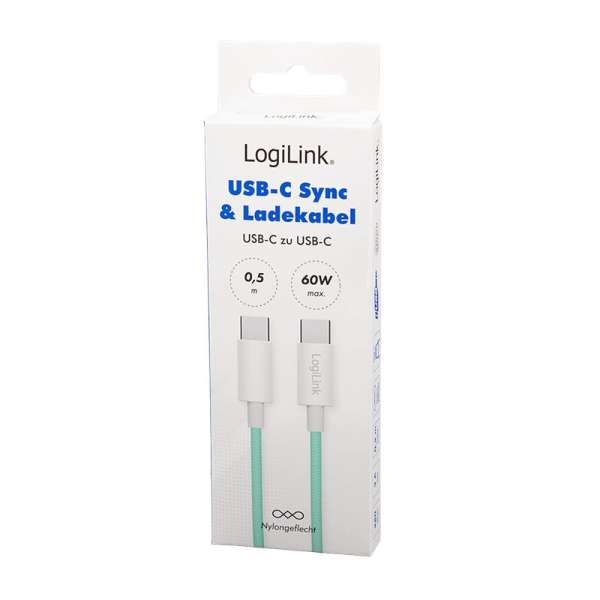 Logilink USB 2.0 Type-C C/M - C/M 60W cable 0,5m Green