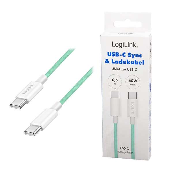 Logilink USB 2.0 Type-C C/M - C/M 60W cable 0,5m Green