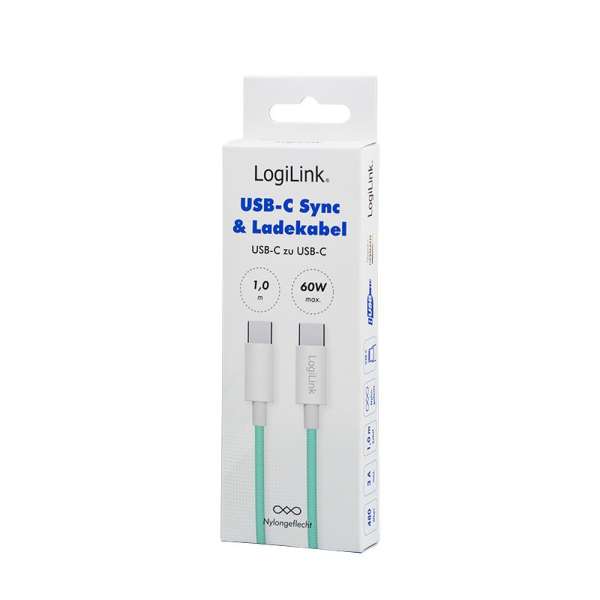 Logilink USB 2.0 Type-C C/M to C/M cable 1m Green