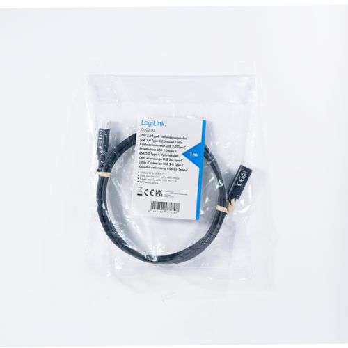 Logilink USB 2.0 Type-C kábel C/M-USB-C/F PD 1m Black