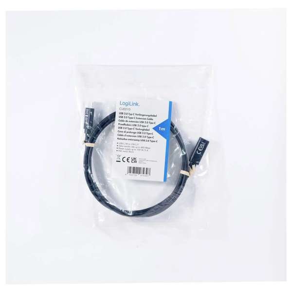 Logilink USB 2.0 Type-C kábel C/M-USB-C/F PD 2m Black