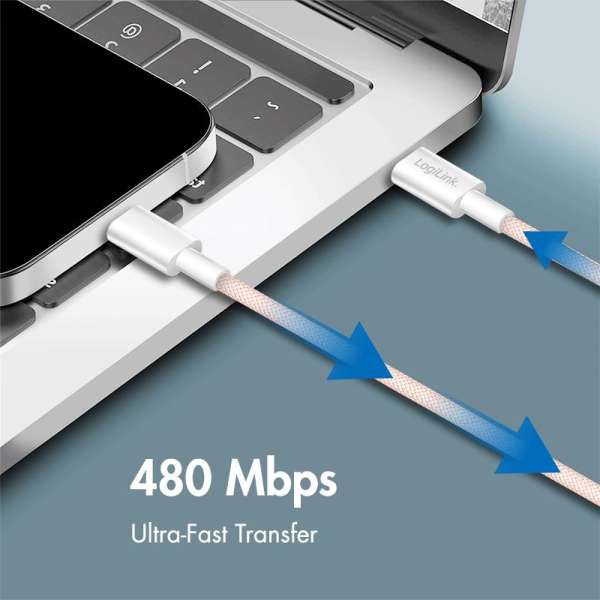 Logilink USB 2.0 Type-C male to male cable 1m Pink