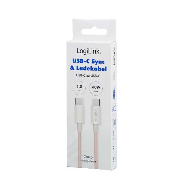 Logilink USB 2.0 Type-C male to male cable 1m Pink