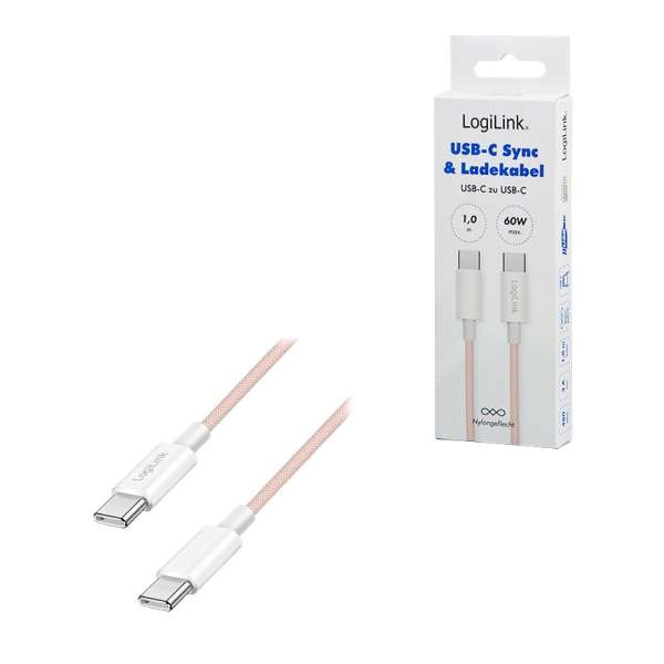 Logilink USB 2.0 Type-C male to male cable 1m Pink