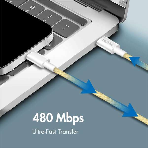 Logilink USB 2.0 Type-C male to male cable 1m Yellow