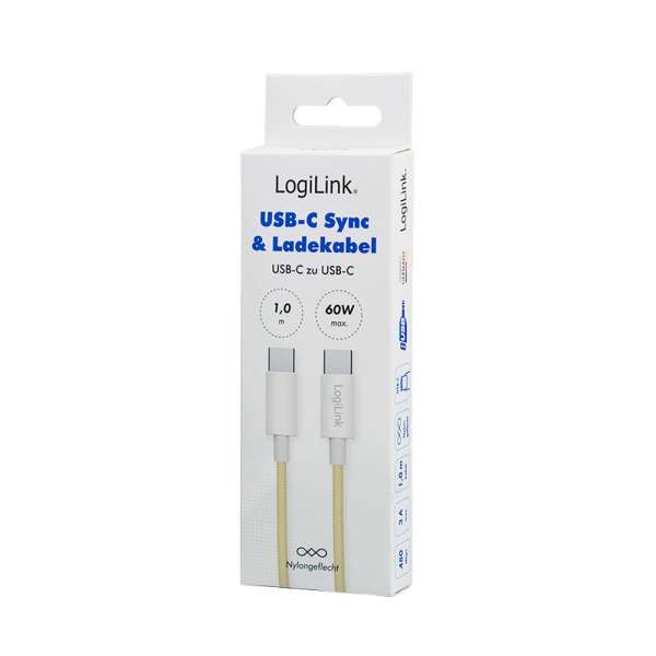 Logilink USB 2.0 Type-C male to male cable 1m Yellow