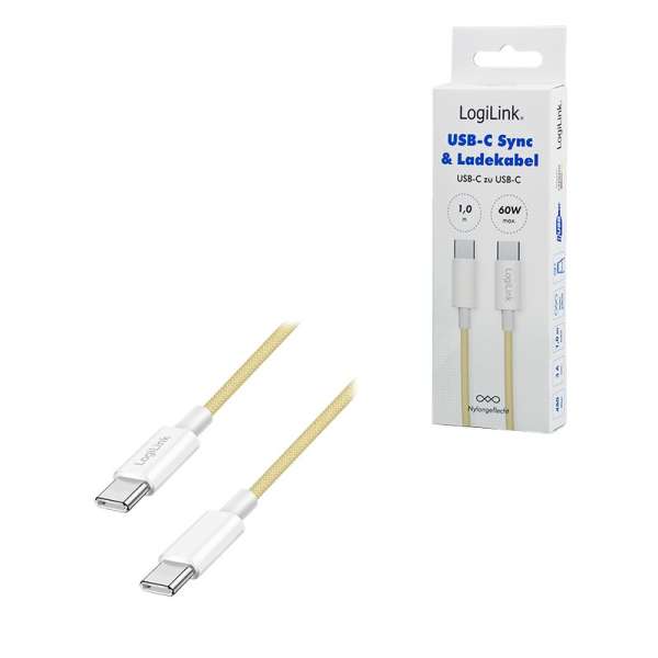 Logilink USB 2.0 Type-C male to male cable 1m Yellow