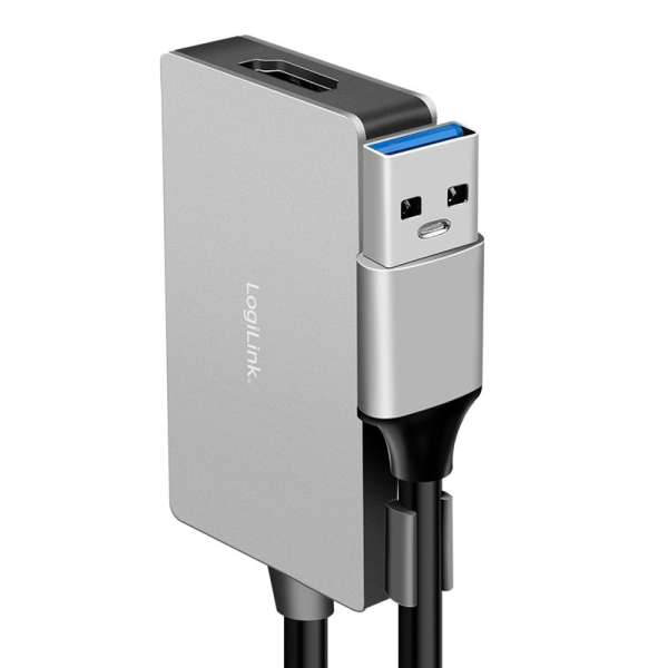 Logilink USB 3.0 adapter USB-A/M to HDMI-A/F 1080p 0,15m Grey