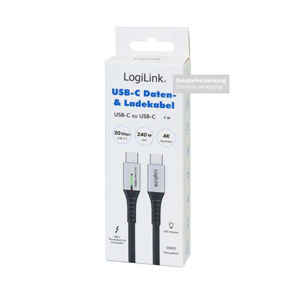Logilink USB 3.2 Gen2x2 Type-C cable C/M to C/M 1,5m Metal Black
