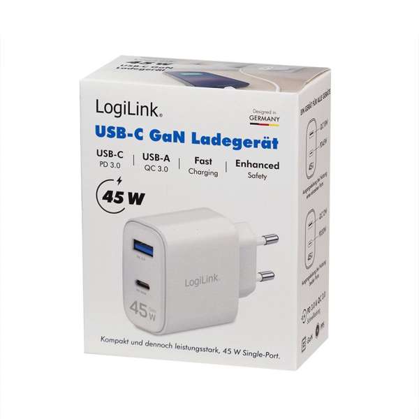 Logilink USB-A/C charger 45W White