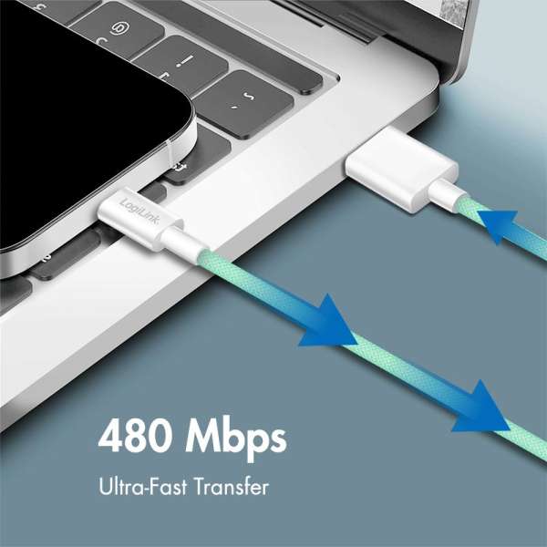 Logilink USB-A to USB-C male/male cable 0,5m Green