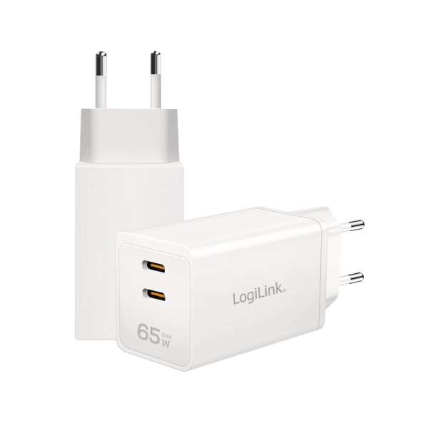 Logilink USB-C charger 2xUSB-C (PD 3.0/QC 4.0) 65W White