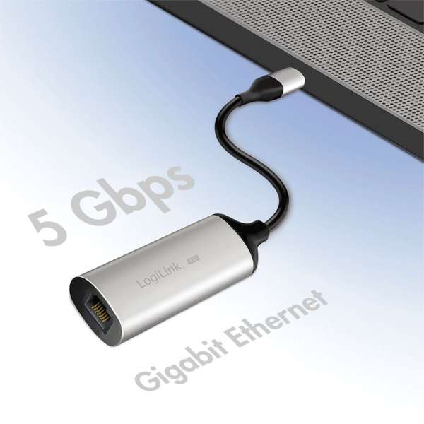 Logilink USB-C/M 3.2 Gen 1 to RJ45/F 5G Gigabit Ethernet Adapter Aluminium