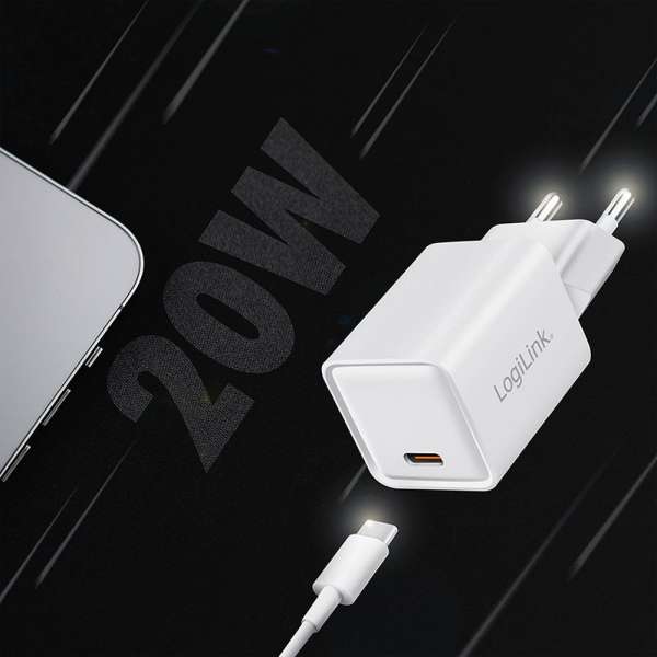 Logilink USB-C socket adapter 20W (PD+QC 3.0) White