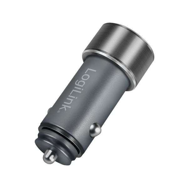 Logilink USB car charger 1x USB-C PD 1x USB-A QC 36W Grey