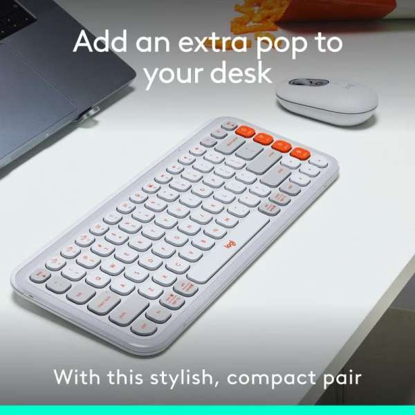 Logitech Pop Icon Wireless Keyboard Combo Off White/Orange US