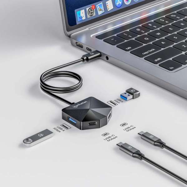 Manhattan 4-portos USB3.0 HUB Black