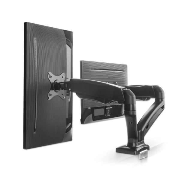 Manhattan Aluminum Gas Spring Dual Monitor Desk Mount 17"-32" Black