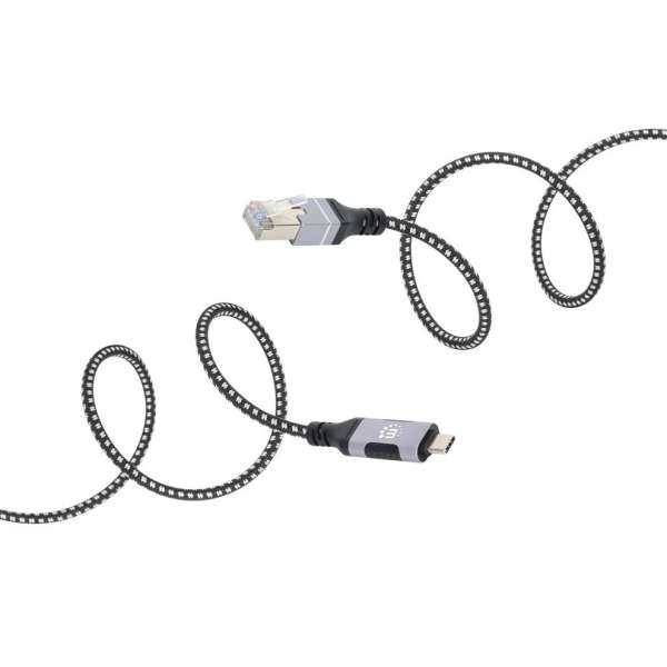 Manhattan CAT6 FTP USB-C to Gigabit Ethernet Network Cable 2m Black/Silver