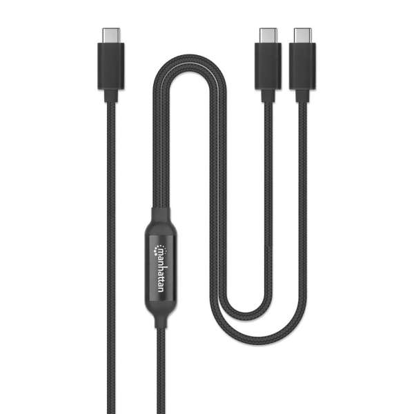 Manhattan Dual USB-C Charging Cable 100W 2m Black