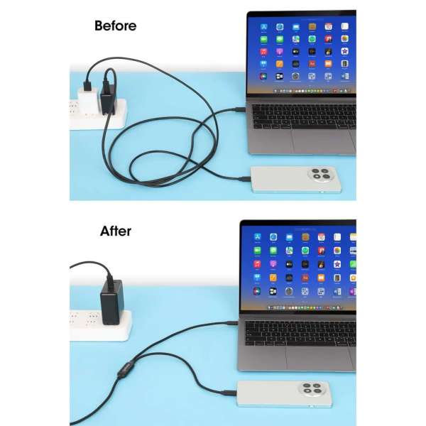 Manhattan Dual USB-C Charging Cable 100W 2m Black