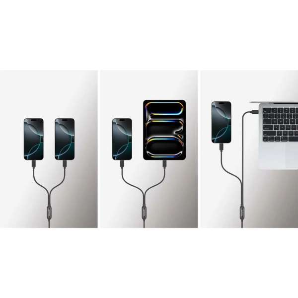 Manhattan Dual USB-C Charging Cable 100W 2m Black