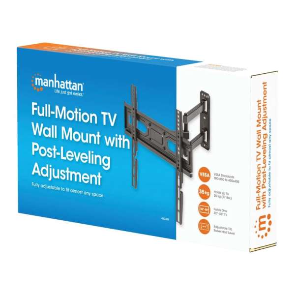 Manhattan Full-Motion TV Wall Mount with Post-Leveling Adjustment 32"-55" Black